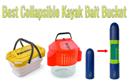 Kyaxx BaitBucket vs Frabill vs South Bend collapsible bait bucket size comparison for kayak fishing